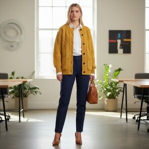 Donegal Knitters Ireland Wool Preppy Cardigan Women’s Small Cable Knit Sweater